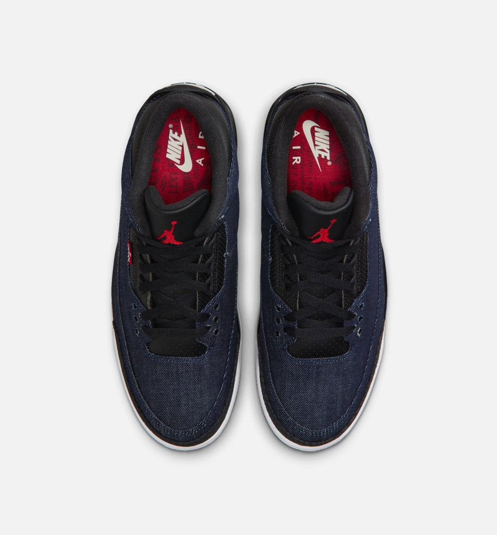 Air Jordan 3 x Levi's Indigo and Gym Red Men's Sneakers