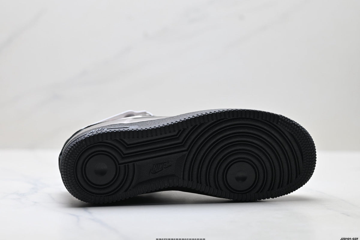 Nike Air Force 1 Low Black Silver Metallic Unisex Sneakers Style 04