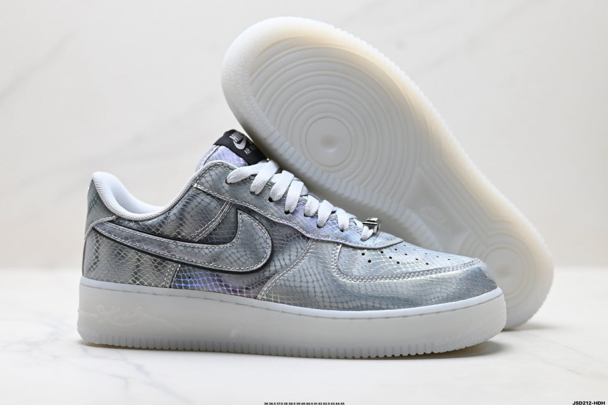 Nike Air Force 1 Low Silver Gray White Unisex Sneakers Style 15