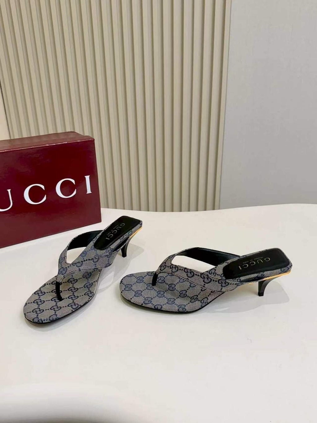 Gucci Monogram Low-Heeled Slingback Sandals