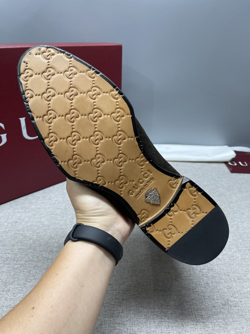 Gucci Dark Brown Textured Chelsea Boots