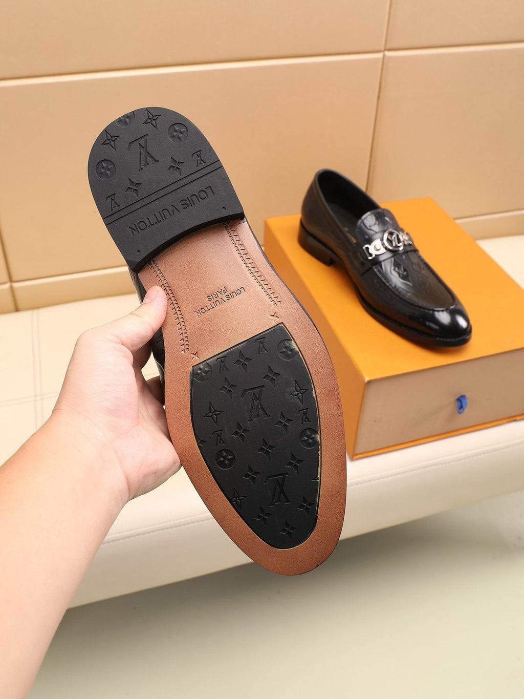 Louis Vuitton Black Embossed Loafers