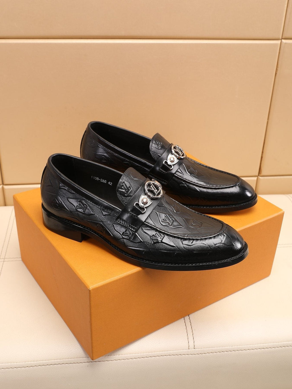 Louis Vuitton Black Embossed Loafers