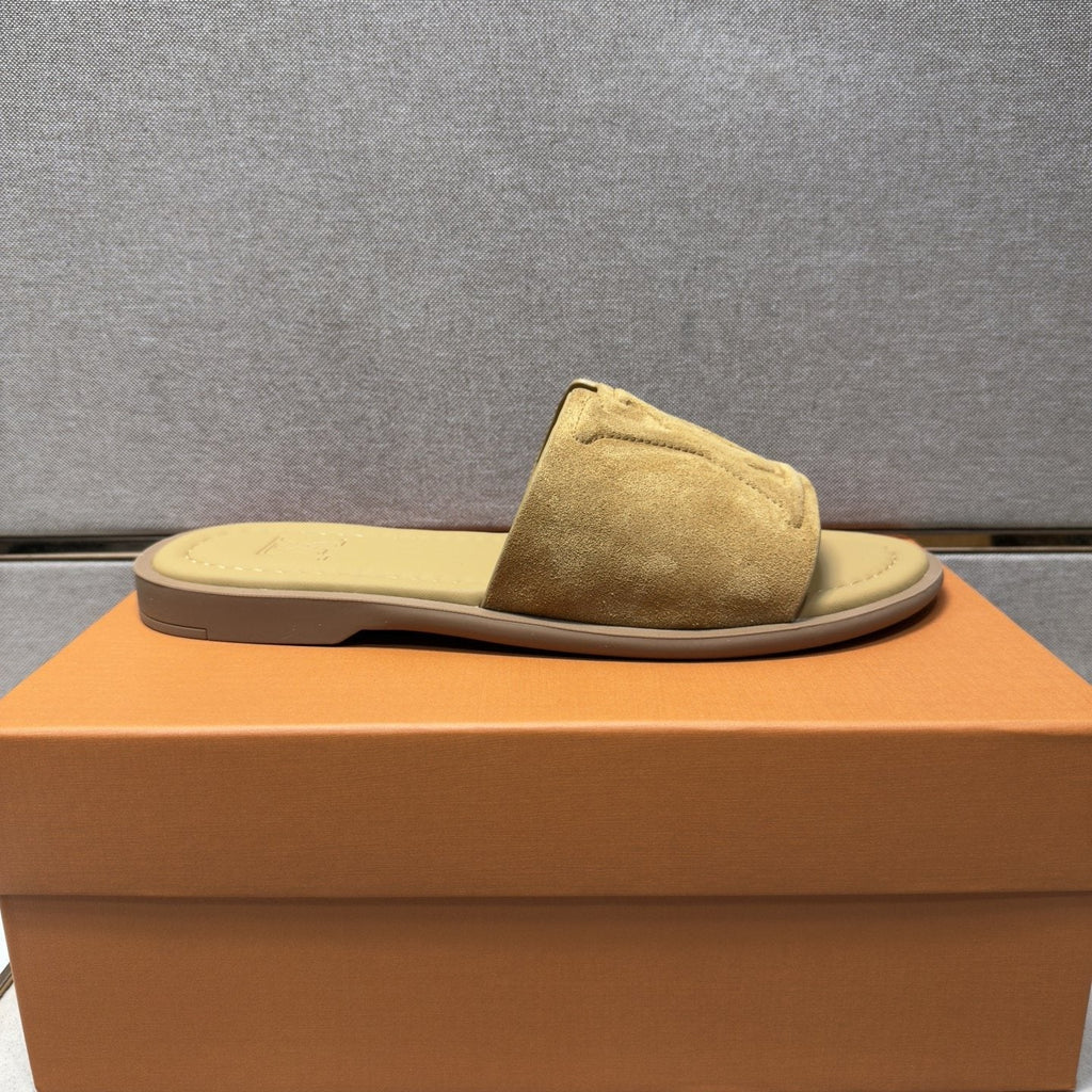 Louis Vuitton Men's Tan Monogram Slide Sandals