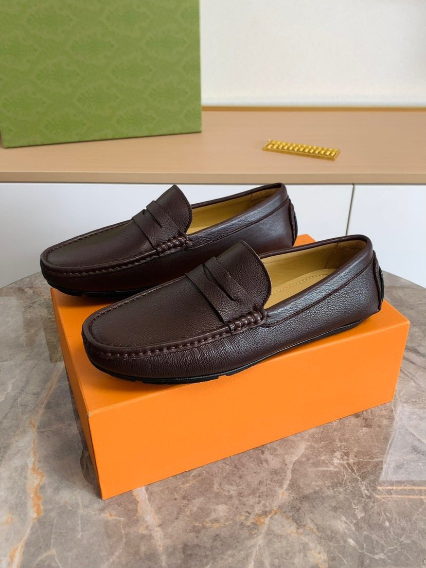 Men's Brown Moc-Toe Slip-On Loafers
