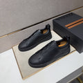 Zegna Men's Black Textured Slip-On Sneakers