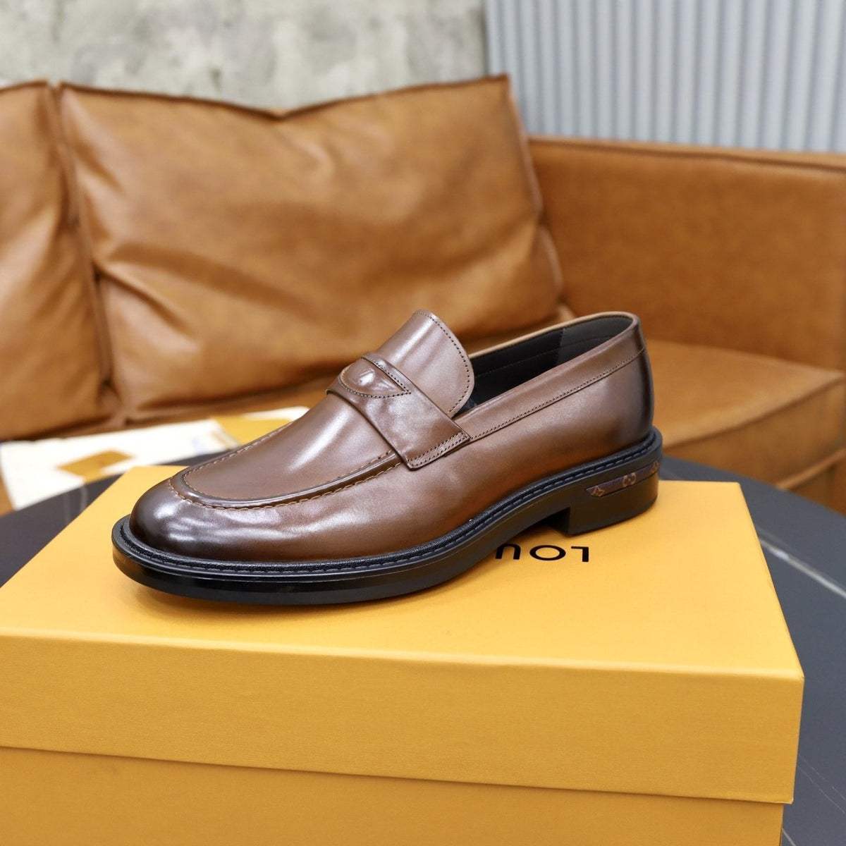 Louis Vuitton Men's Brown Penny Loafers - Brown Leather Upper