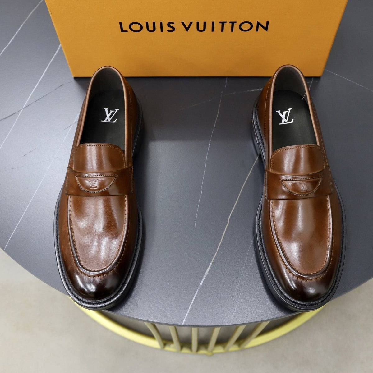Louis Vuitton Men's Brown Penny Loafers - Brown Leather Upper