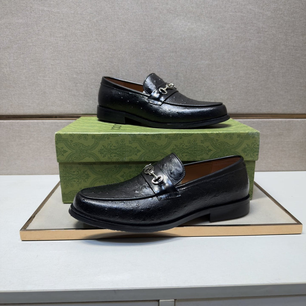 Gucci Men's Black Textured Bit Loafers