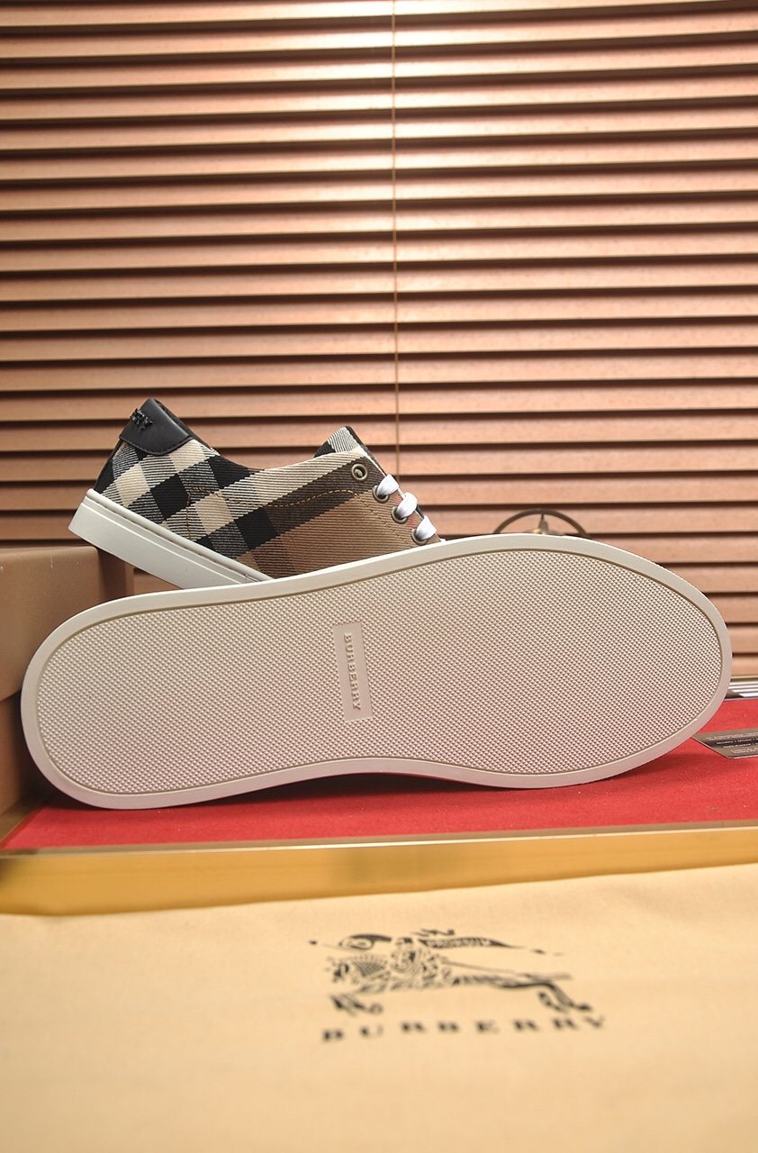 Burberry Check Panel Low-Top Sneakers - White Laces And White Sole