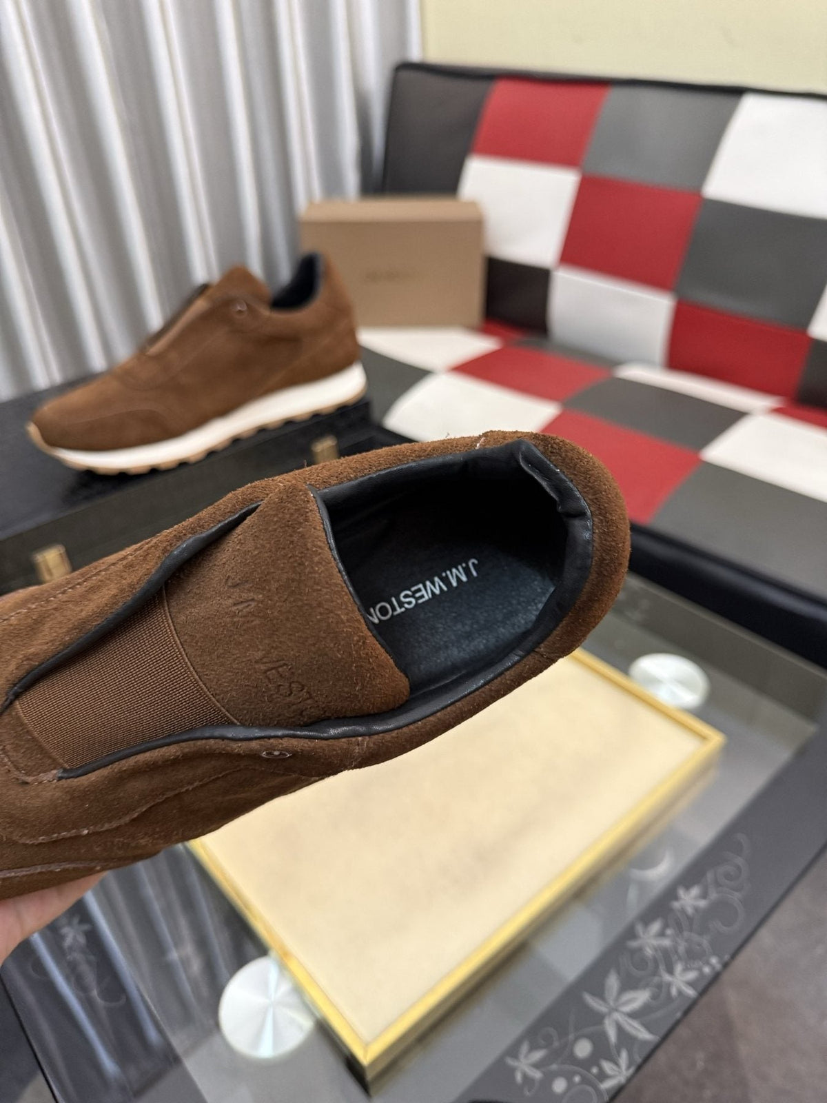 Men's J.M. Weston Brown Slip-On Sneakers
