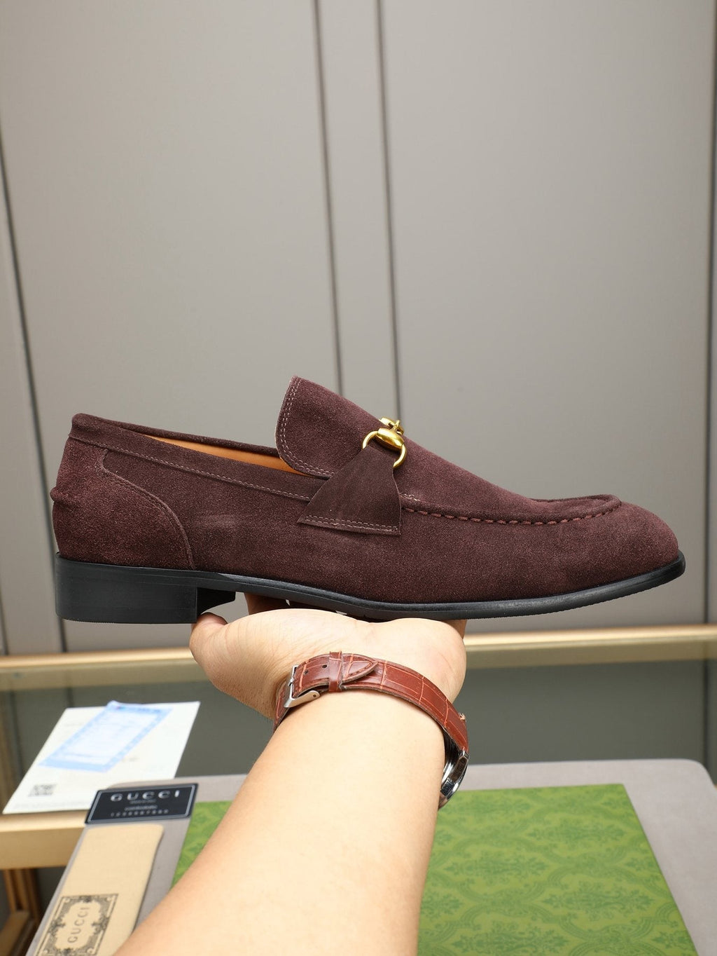 Gucci Burgundy Horsebit Loafers