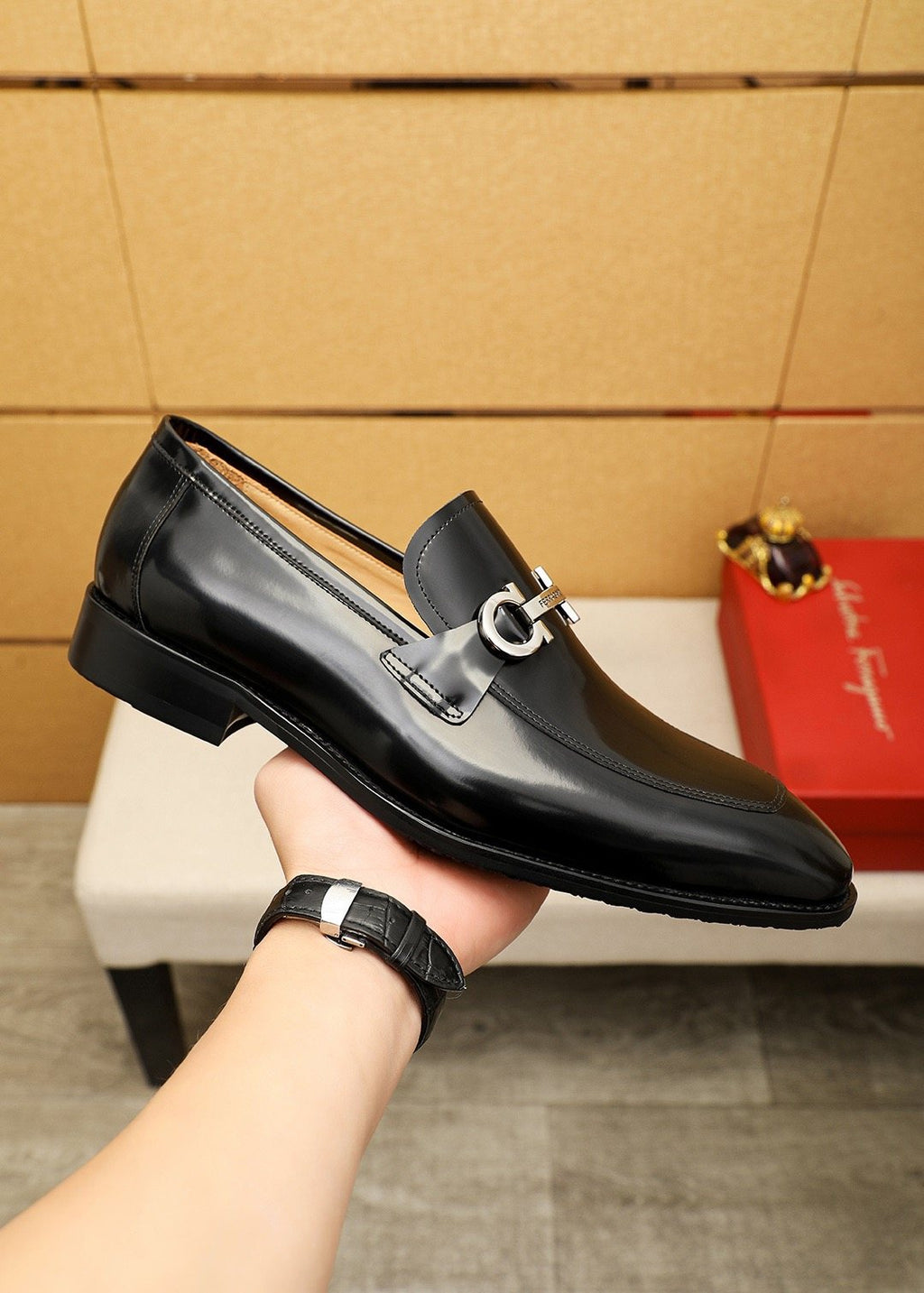 Ferragamo Black Hardware Loafers - Black Leather Upper