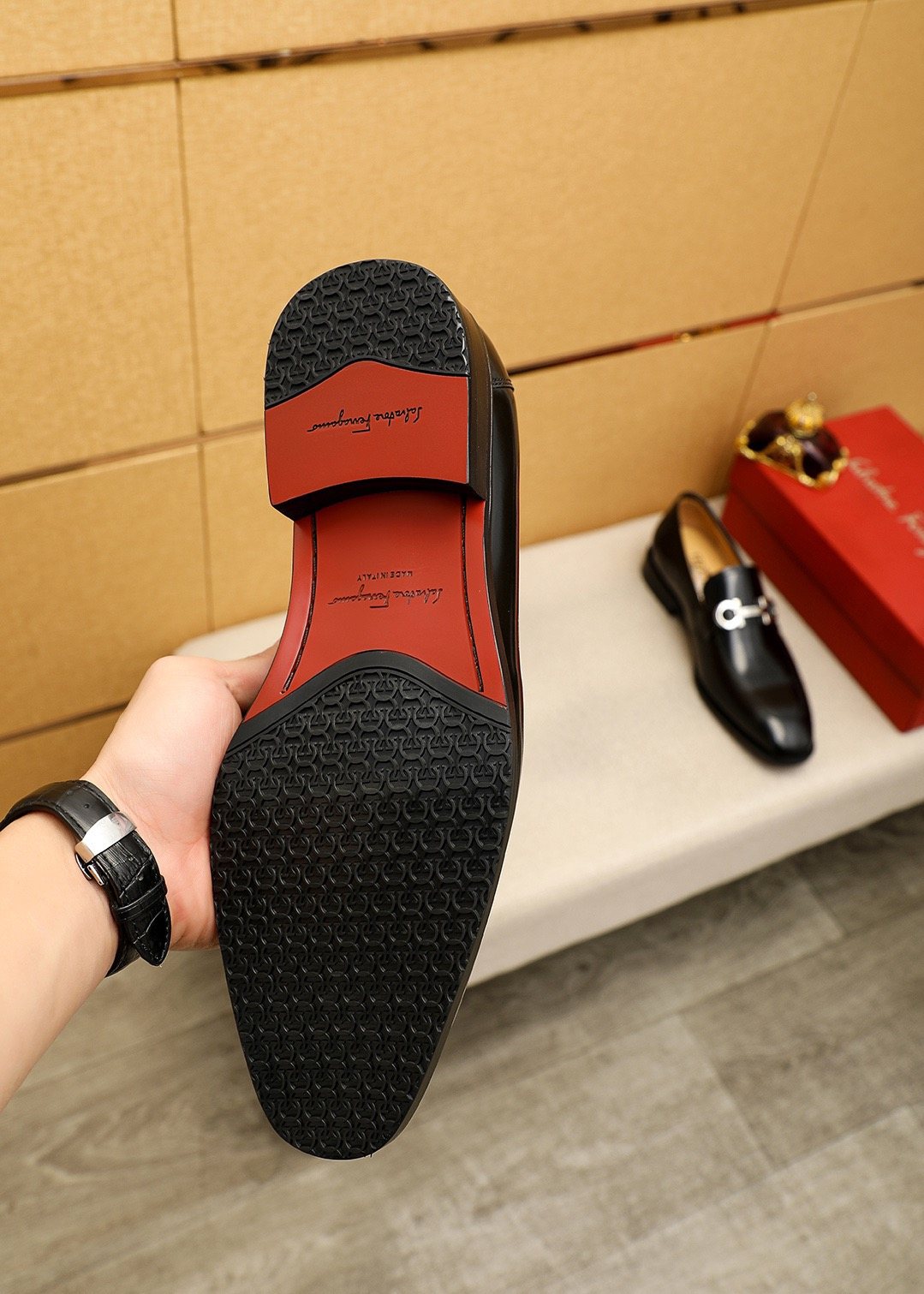 Ferragamo Black Hardware Loafers - Black Leather Upper