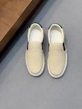 Gucci Beige Web Stripe Slip-On Sneakers