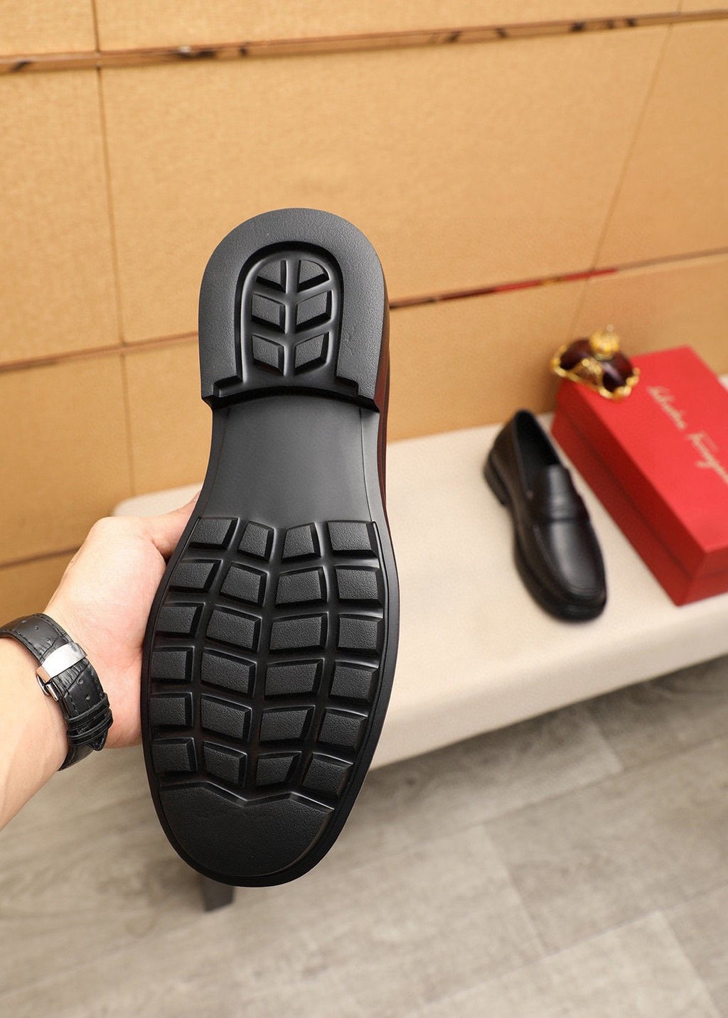 Ferragamo Men's Black Leather Loafers