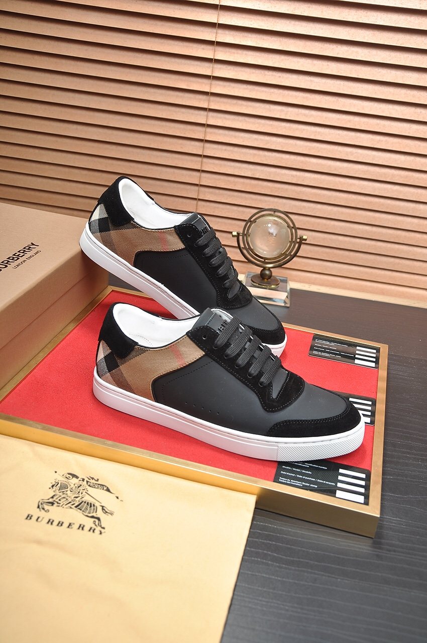 Burberry Check Heel Low-Top Sneakers - White Sole