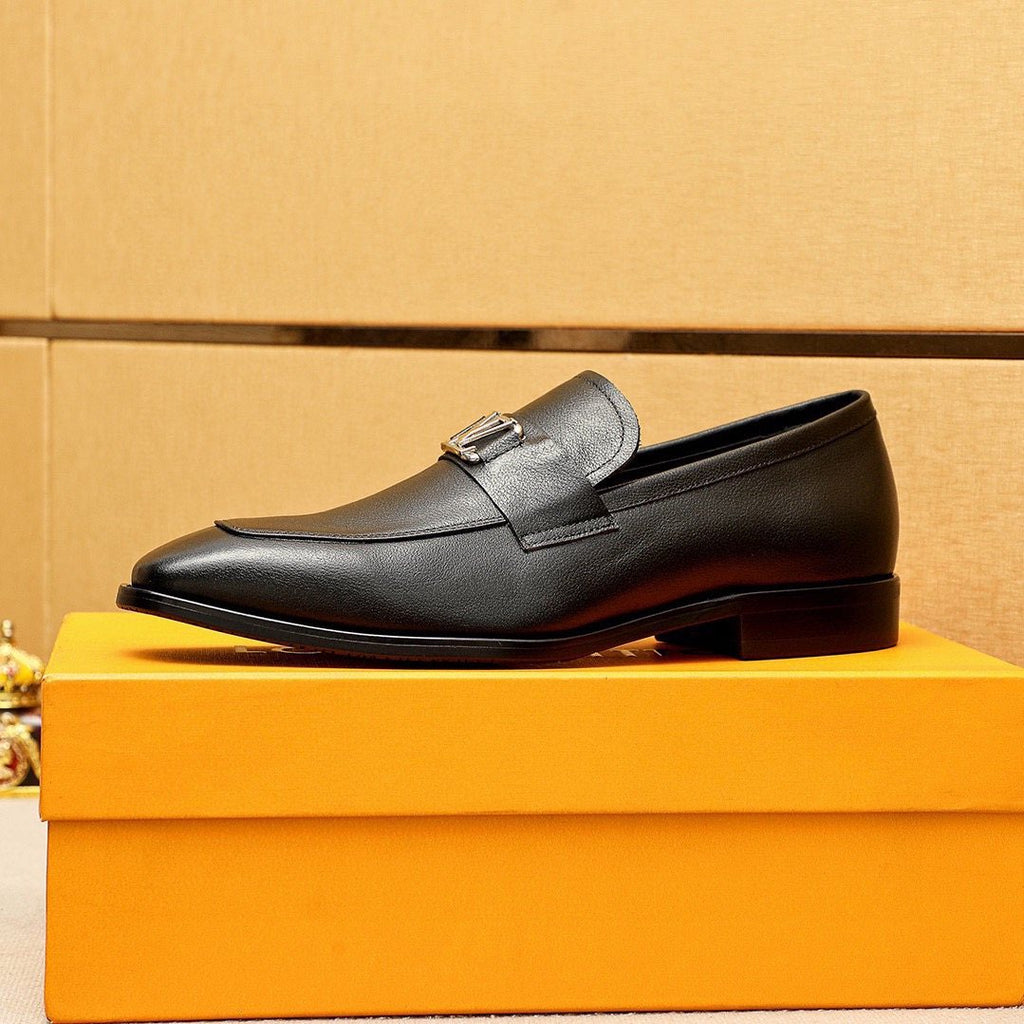 Louis Vuitton Black Hardware Loafers - Black Textured Leather Upper