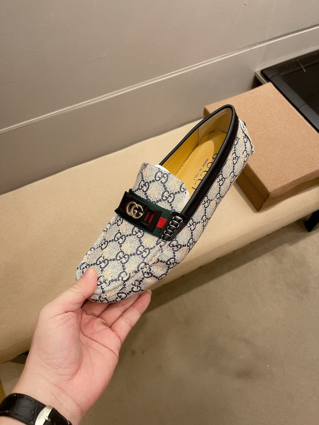 Gucci Monogram Stripe Loafers