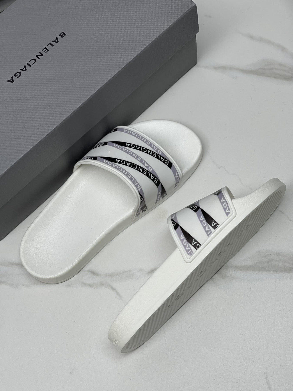 Balenciaga Logo Strap Slide Sandals