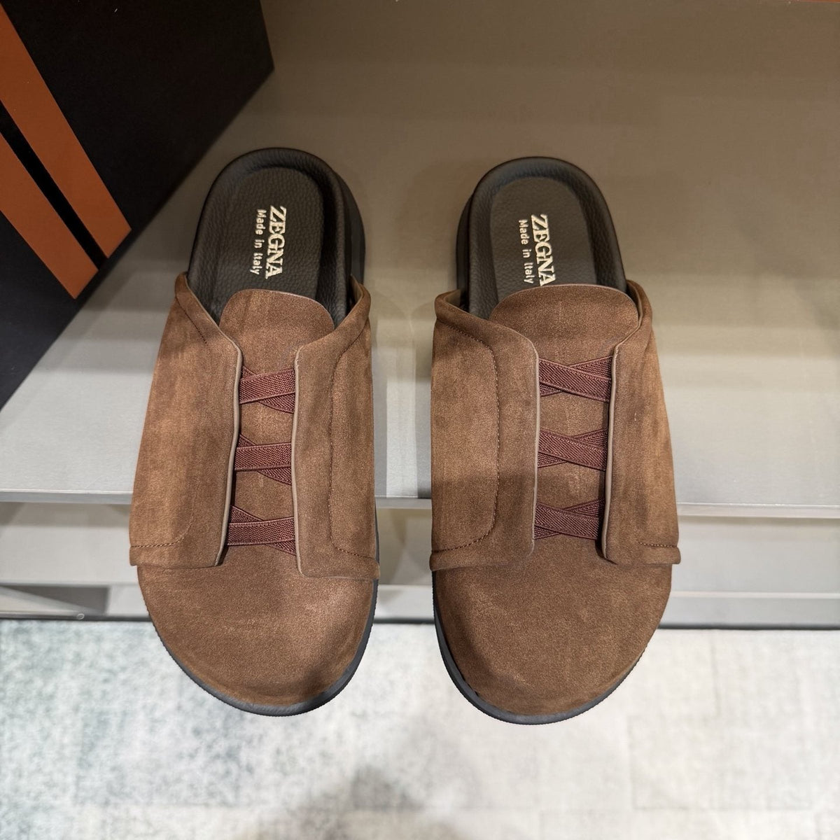 Zegna Men's Layered Vamp Slide Sandals