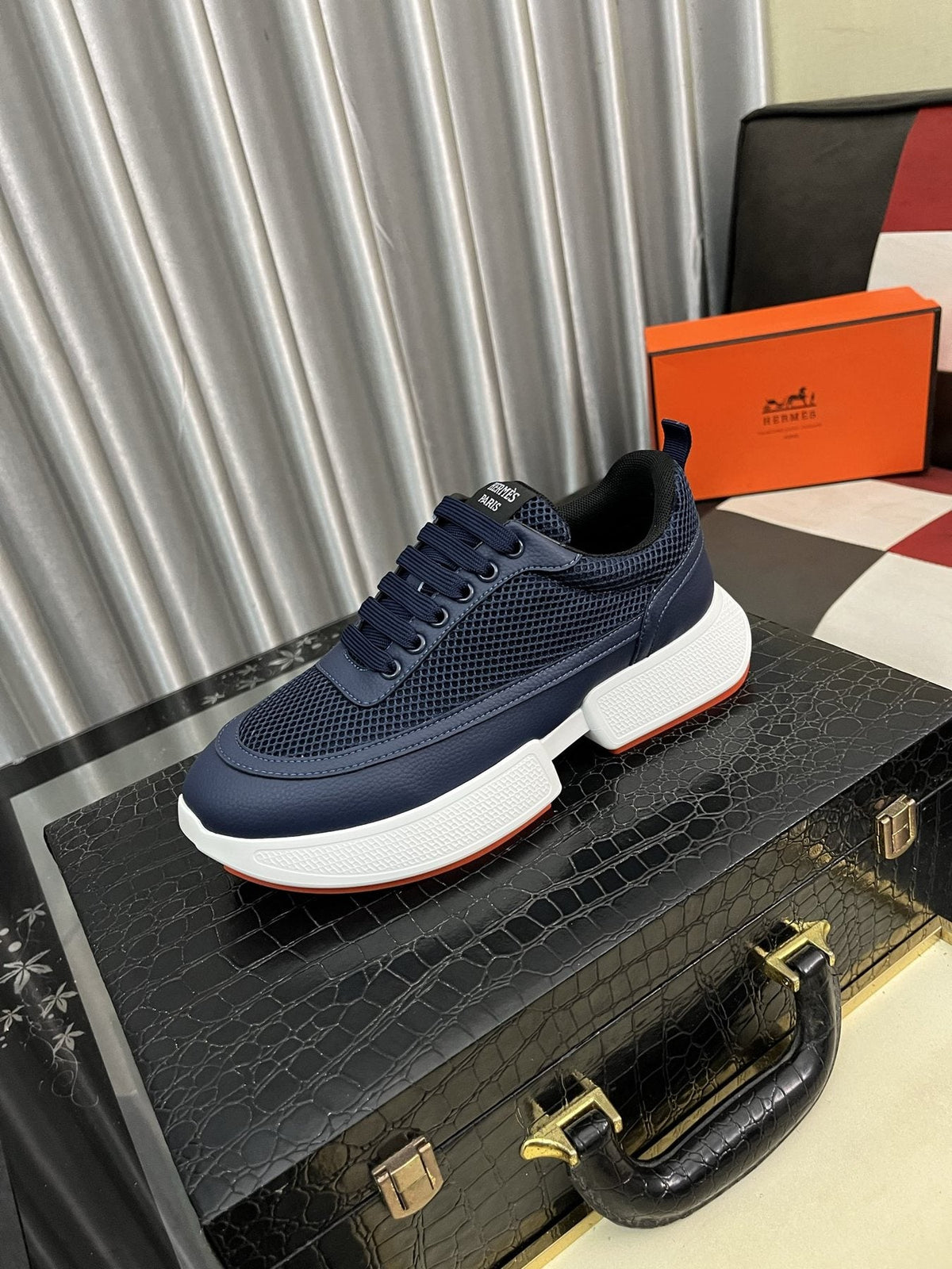 Hermès Layered Lace-Up Sneakers