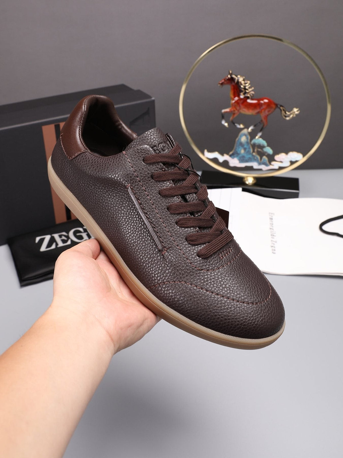 ZEGNA Textured Leather Low-Top Sneakers