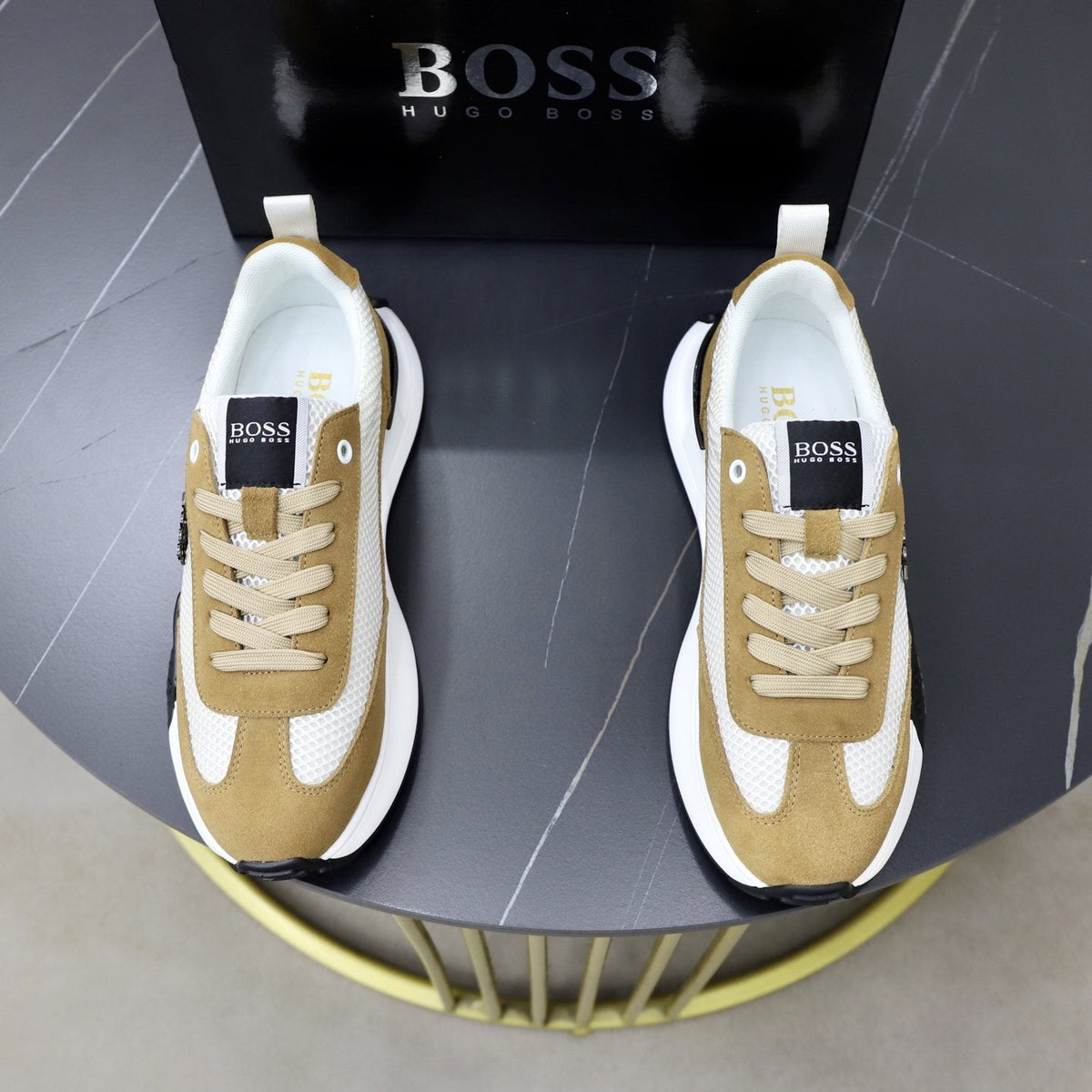 BOSS Men's Knit-Panel Low-Top Sneakers