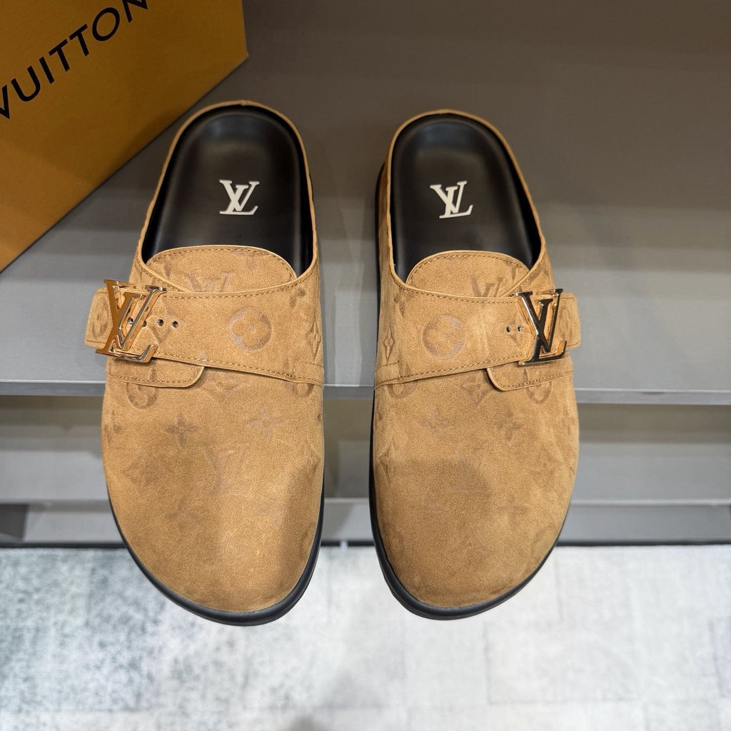 Louis Vuitton Men's Embossed Buckle Slide Sandals