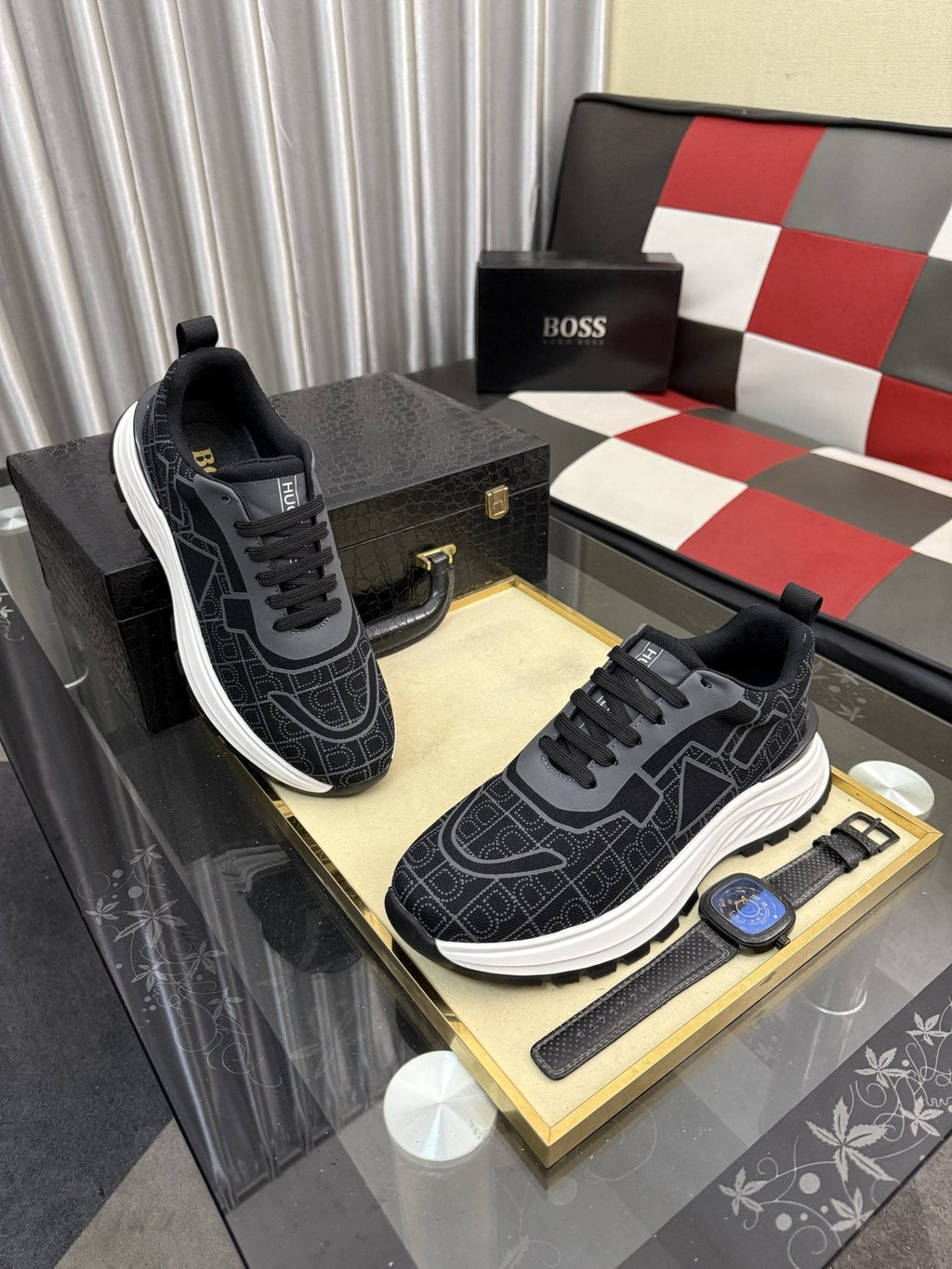 BOSS Patterned Low-Top Sneakers