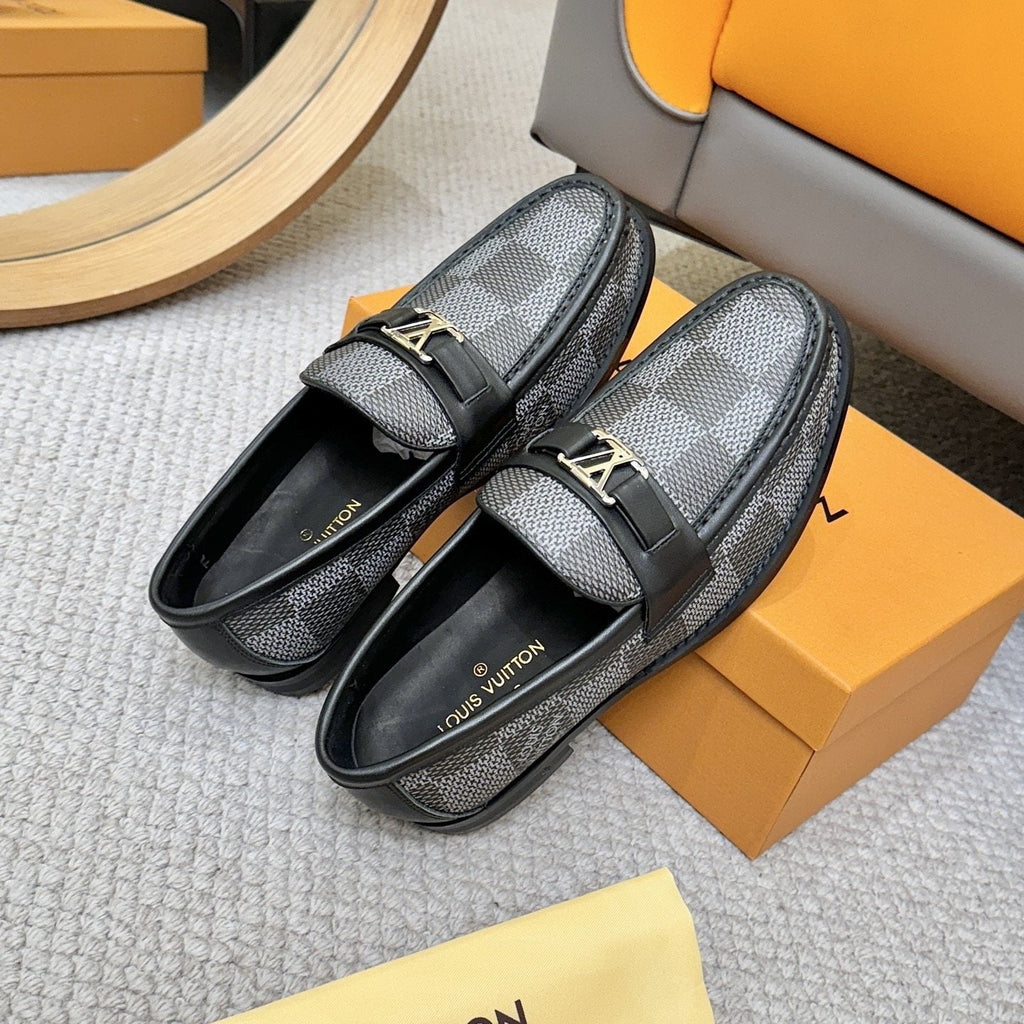 Louis Vuitton Men's Check-Pattern Buckle Loafers