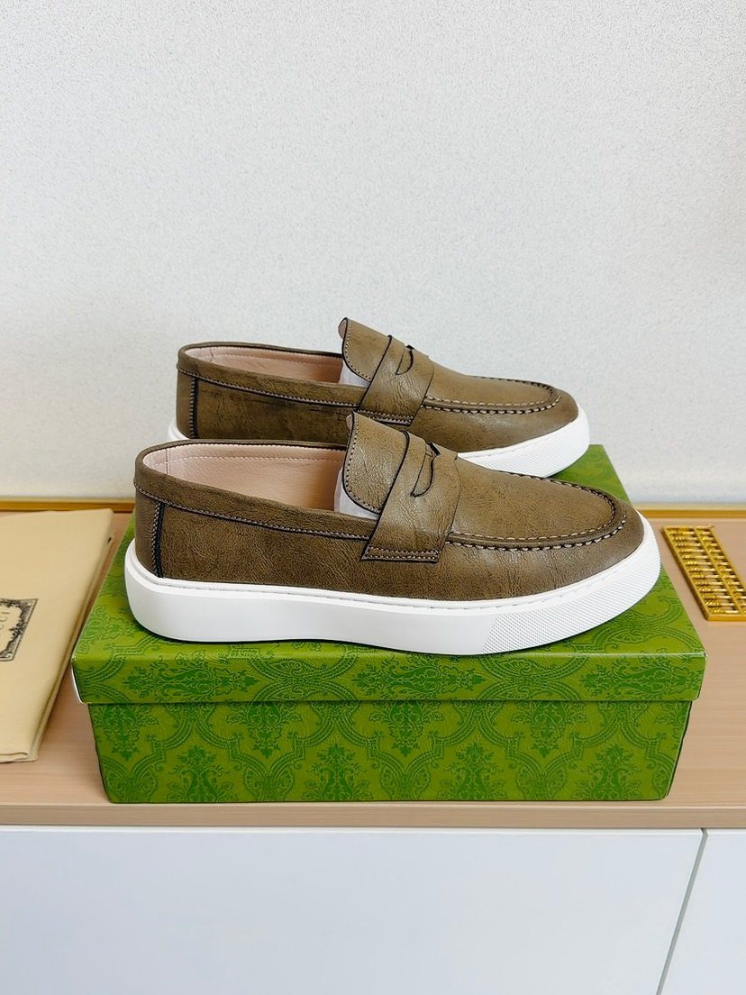Gucci White-Sole Penny Loafers