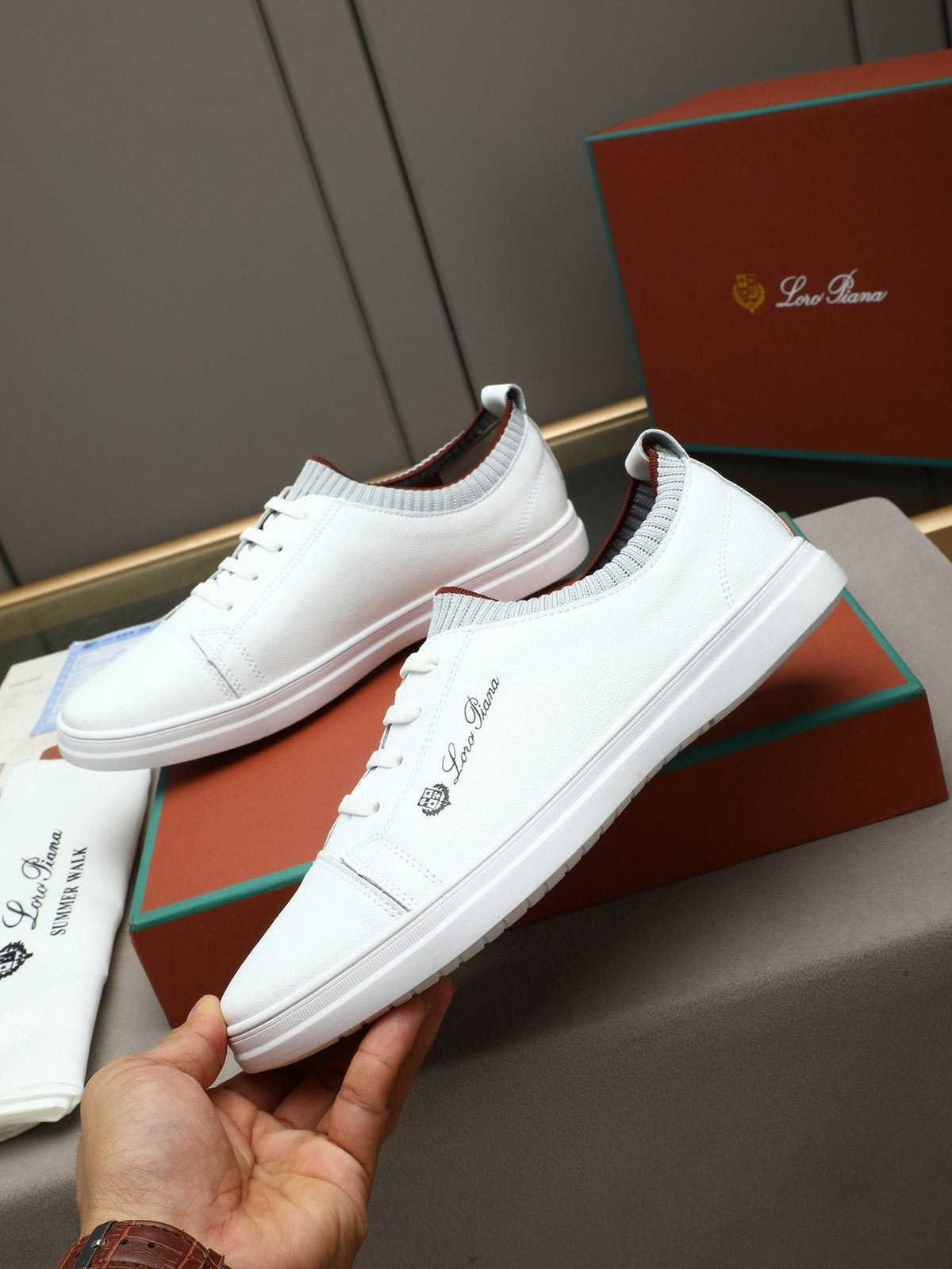 Loro Piana Lace-Up Low-Top Sneakers