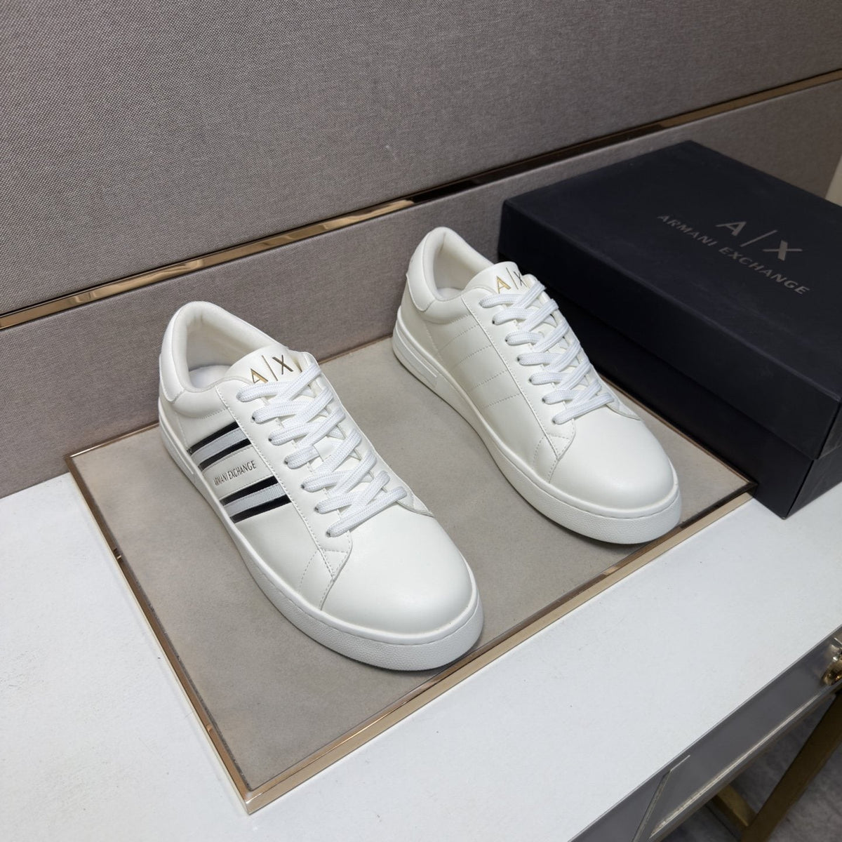 Armani Men's Striped Low-Top Sneakers