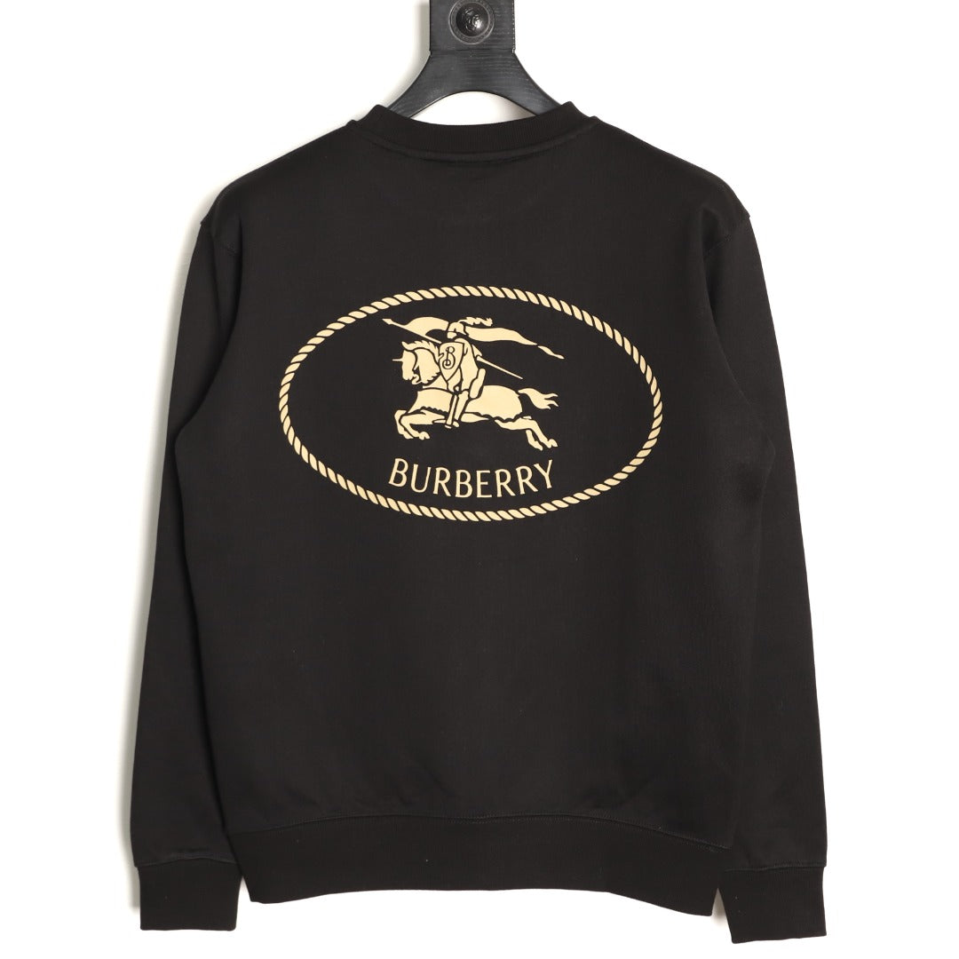Burberry Oval Equestrian Back-Graphic Crewneck Sweatshirt - Black