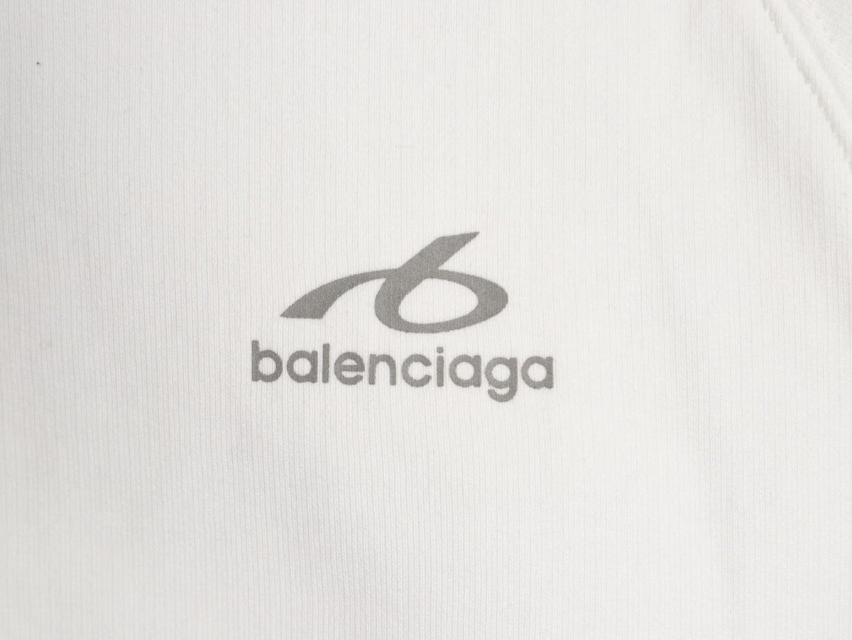 Balenciaga Chest-Emblem Zip Hoodie - Off-White